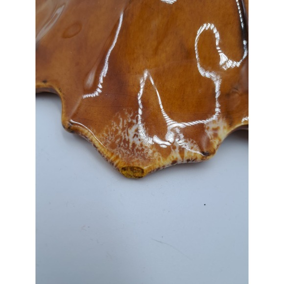 Vintage #702 Ceramic Pottery Yellow Red Flower Decorative Trinket Dish 7" Length - Picture 5 of 8